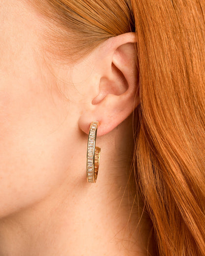 Mom Baguette Maxi Hoop Earrings