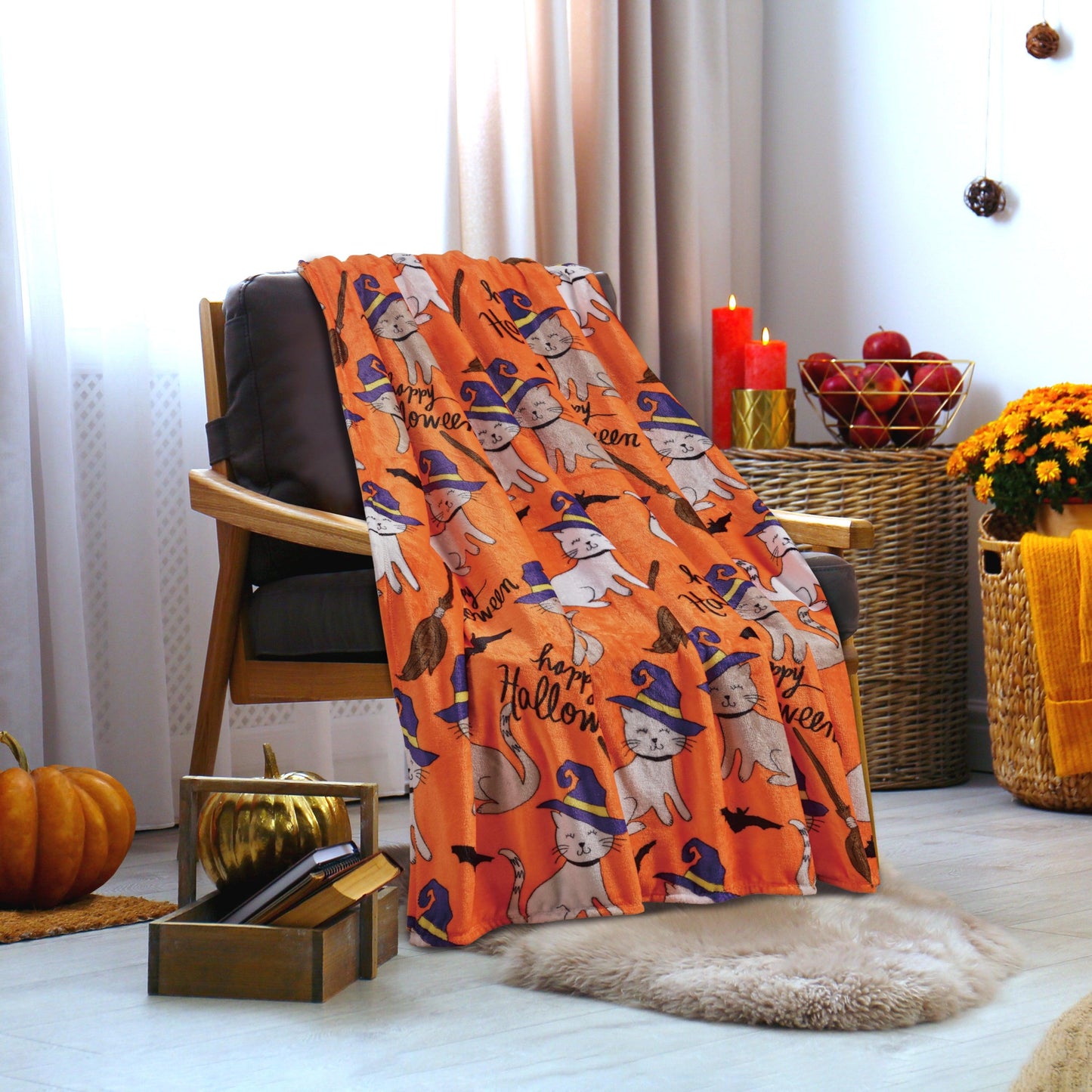 Elegant Comfort Halloween Theme Fleece Throw Blankets  - Velvety Feel, 50 x 60 inches