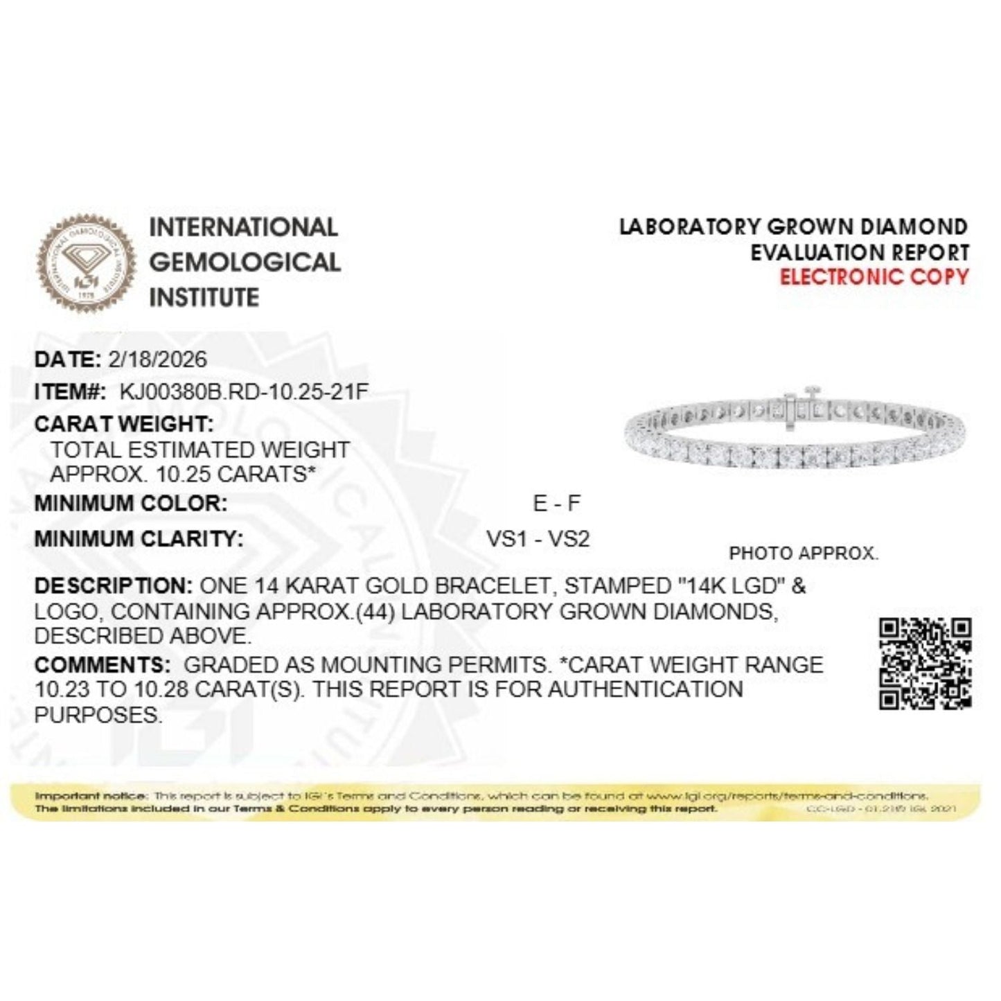 Round Shaped Lab Grown Diamond (F/VS) Bracelet in 14K Gold