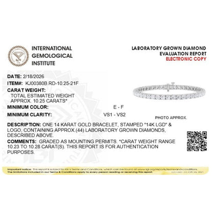 Round Shaped Lab Grown Diamond (F/VS) Bracelet in 14K Gold