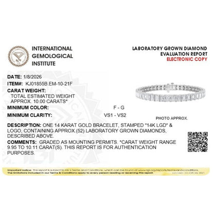 Emerald Shaped Lab Diamond (F/VS) Bracelet in 14K Gold