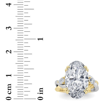 6.25Cttw Oval Shaped Lab Grown Diamond (F/VS) Bold Accented Engagement Ring in 14K Gold