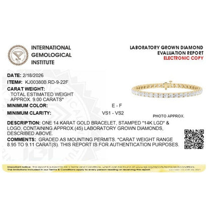 Round Lab Diamond (F/VS) Bracelet in 14K Gold