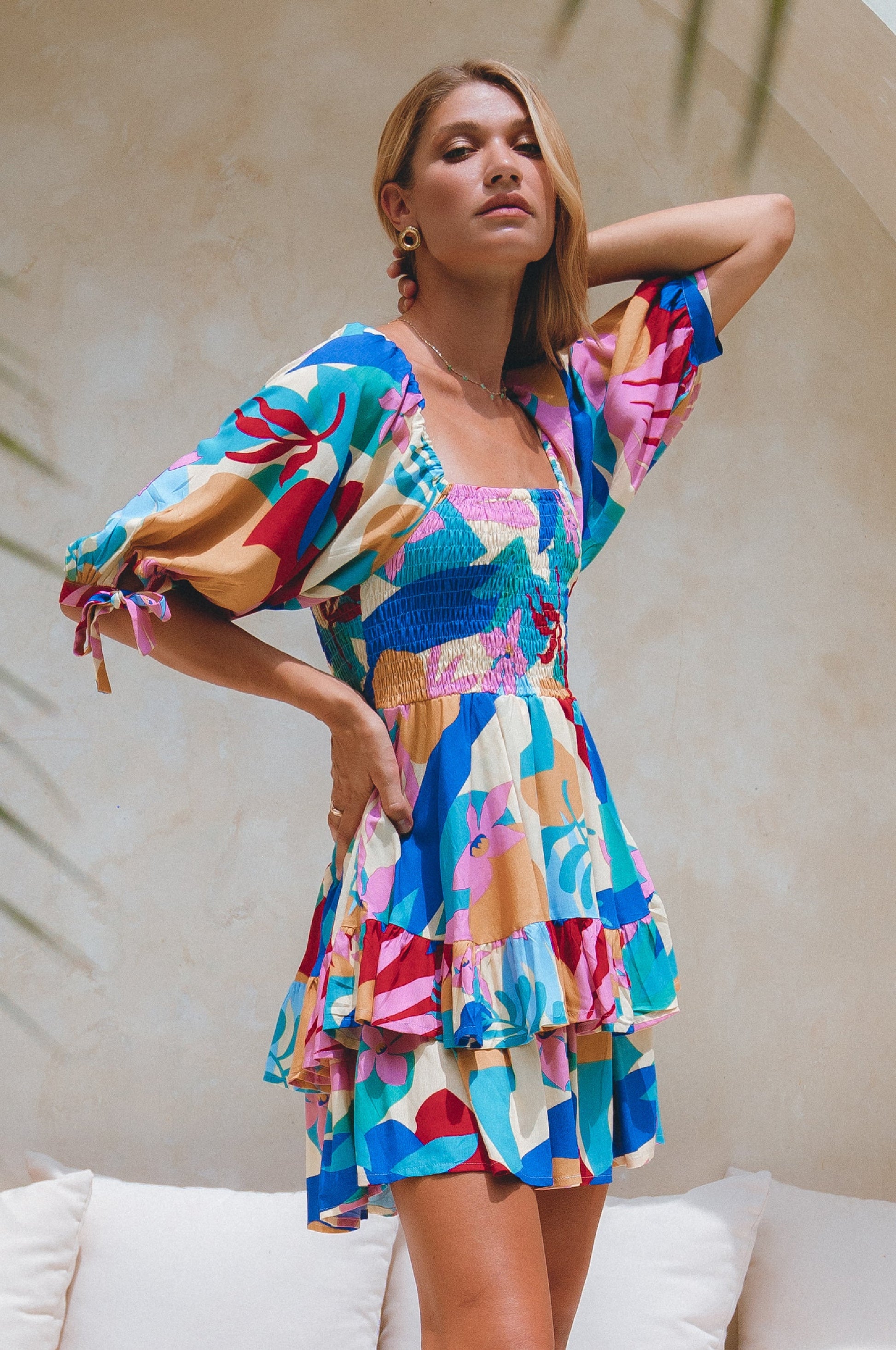 Cha-Cha Ruffle Mini Dress - Havana / L Cha-Cha Ruffle Mini Dress - Havana / L