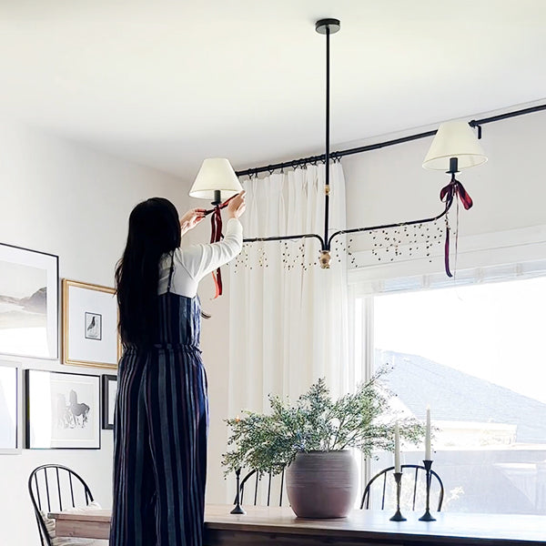 61 Inch Two Shade Linear Iron Pendant