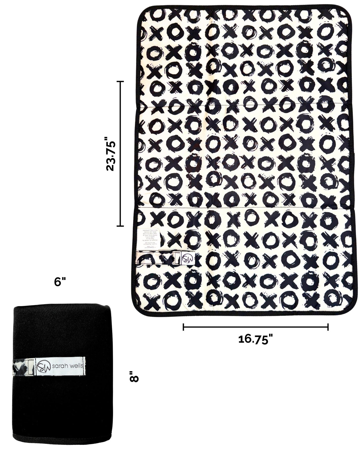 Sarah Wells Portable Diaper Changing Pad Machine Washable, Foldable for Travel or Diaper Bags (XOXO)