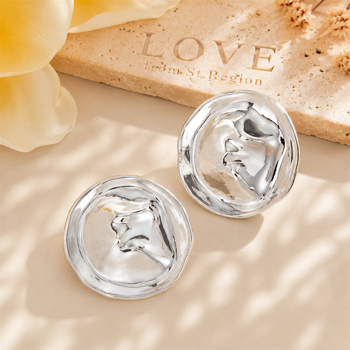 Silvertone Hat Statement Stud Earrings
