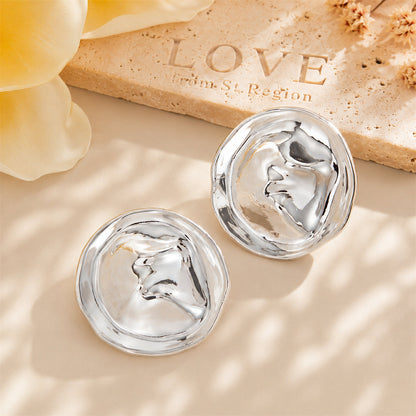 Silvertone Hat Statement Stud Earrings