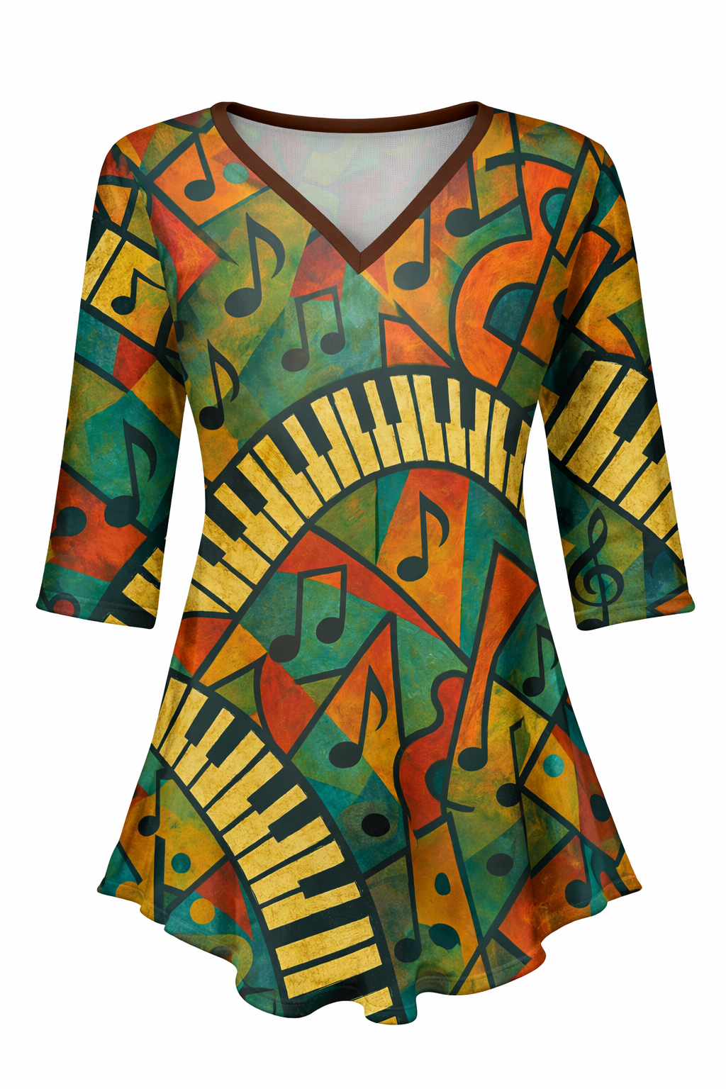 Red Multicolor Jazz Print-