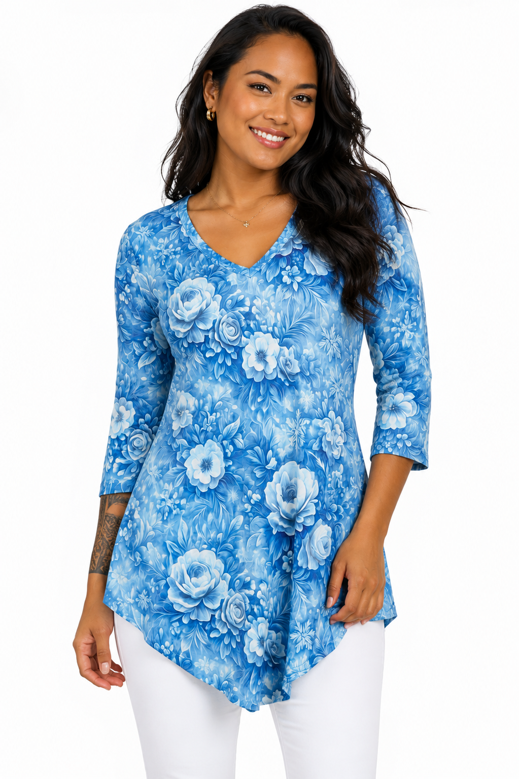 Lily by Firmiana Notch Neck Tunic Tops