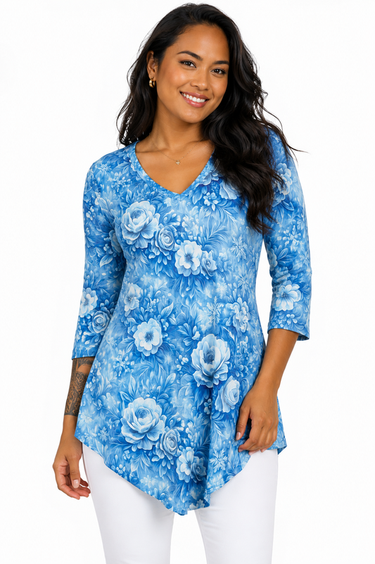 Lily by Firmiana Notch Neck Tunic Tops