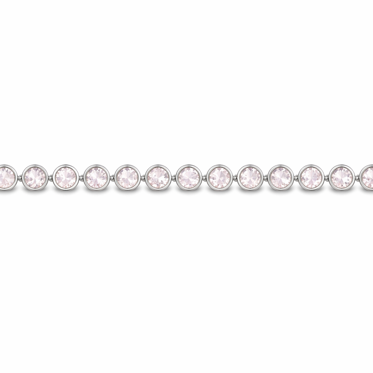 8.12 Ct Round Pink Rose Quartz Bezel Sterling Silver Inline Lobster Clasp Tennis Bracelet