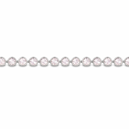 8.12 Ct Round Pink Rose Quartz Bezel Sterling Silver Inline Lobster Clasp Tennis Bracelet