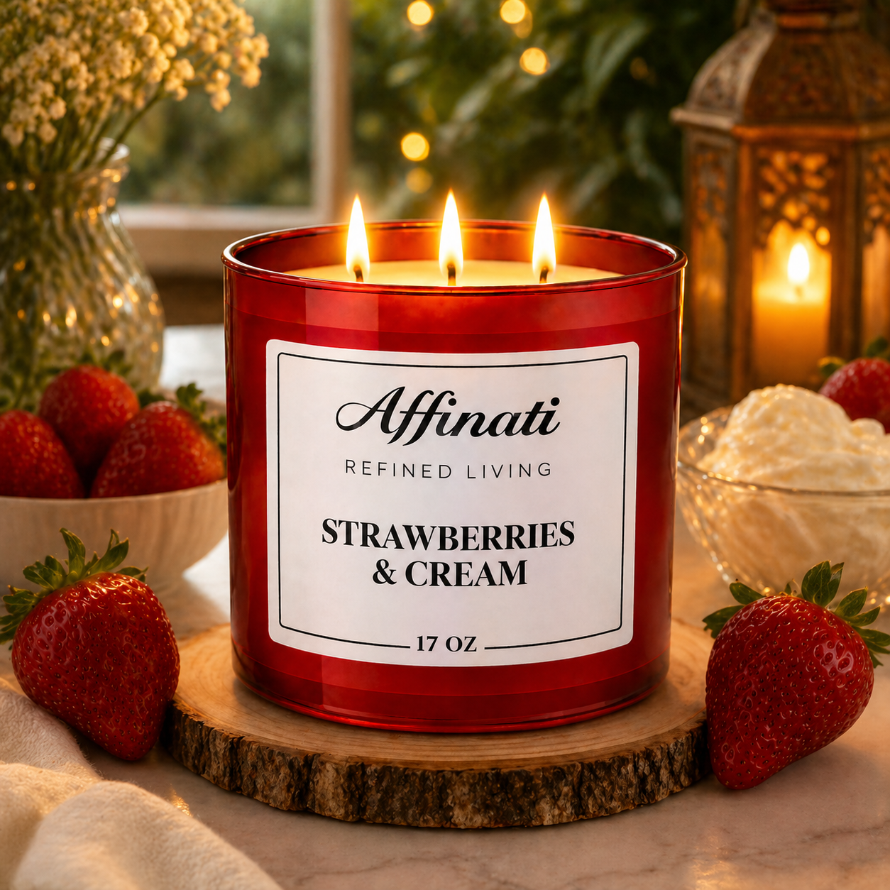3-Wick Strawberries & Cream Candle