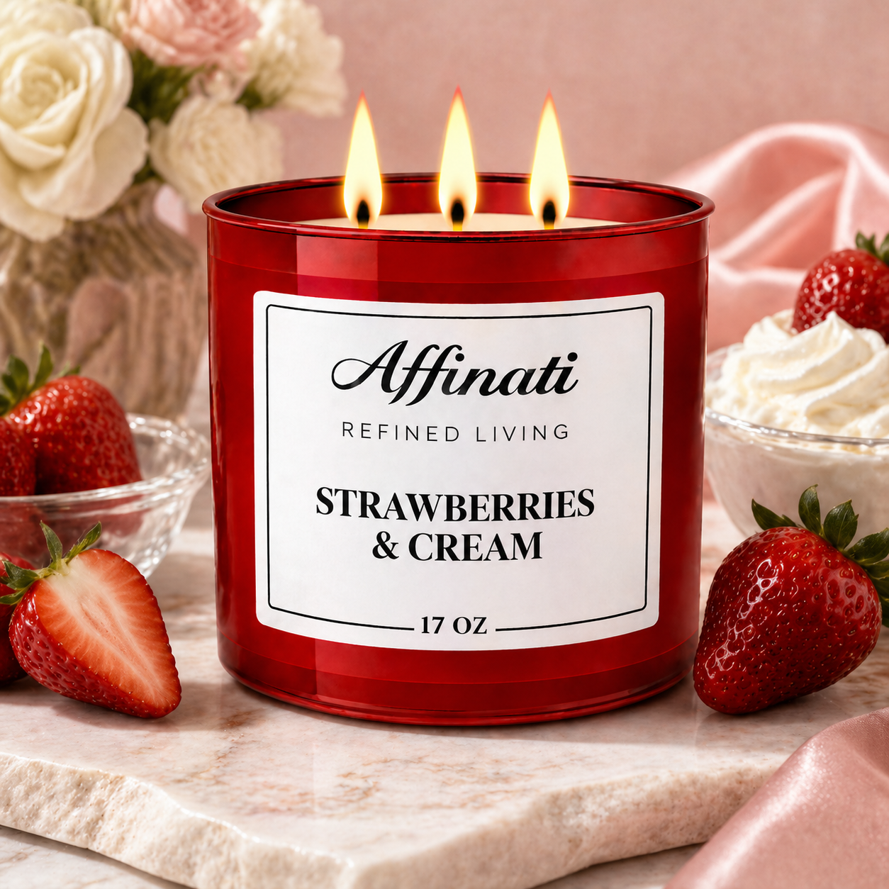 3-Wick Strawberries & Cream Candle