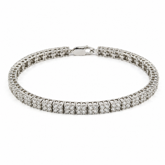 7.3 Ct Round White Topaz Prong Silver Tennis Bracelet