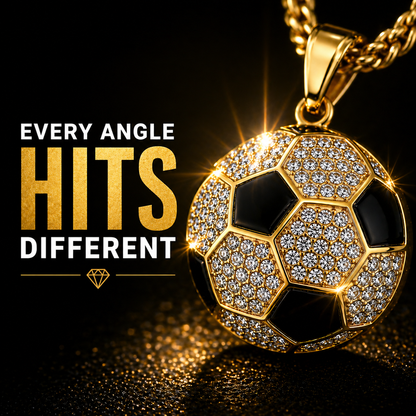 Soccer Ball Pendant With Simulated Diamonds