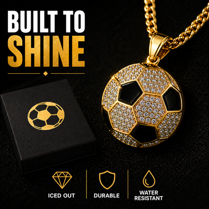 Soccer Ball Pendant With Simulated Diamonds