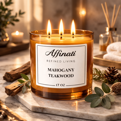 3-Wick Mahogany Teakwood Candle