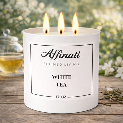 3-Wick White Tea Candle