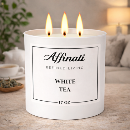 3-Wick White Tea Candle