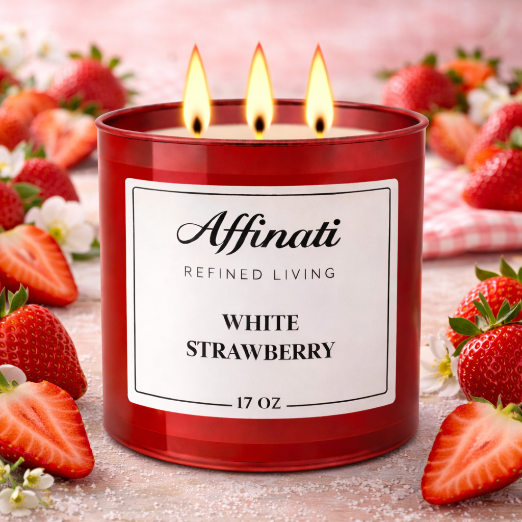 3-Wick White Strawberry Candle