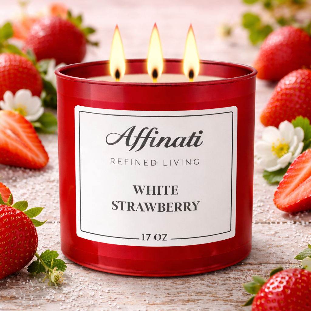 3-Wick White Strawberry Candle