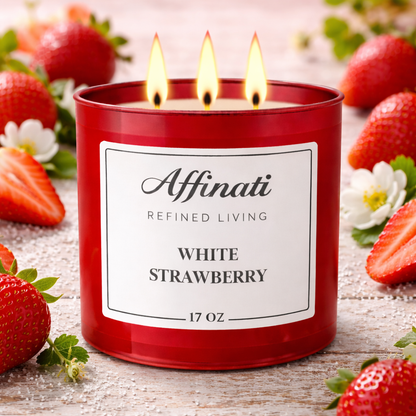 3-Wick White Strawberry Candle