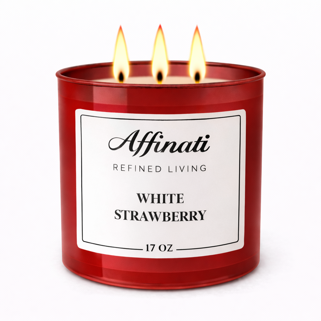 3-Wick White Strawberry Candle