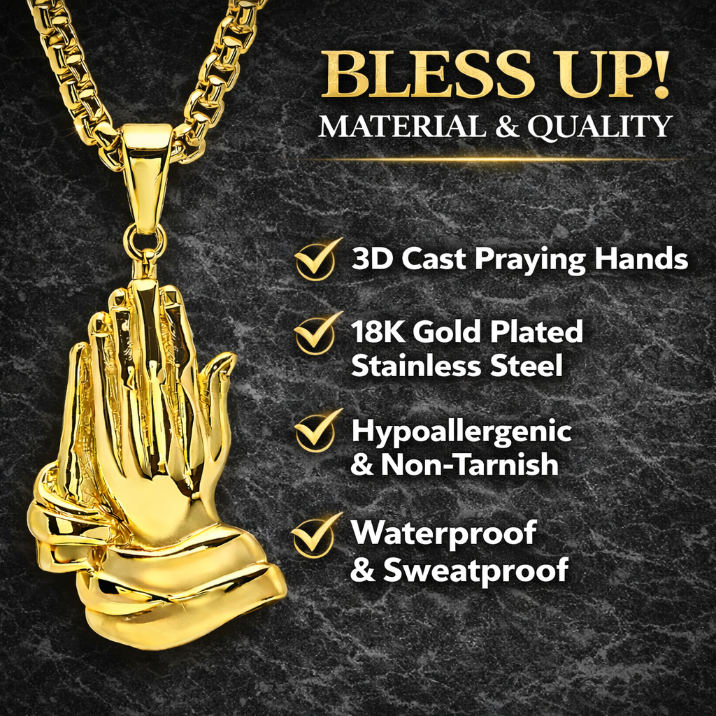 Bless Up Praying Hands Pendant