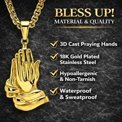 Bless Up Praying Hands Pendant