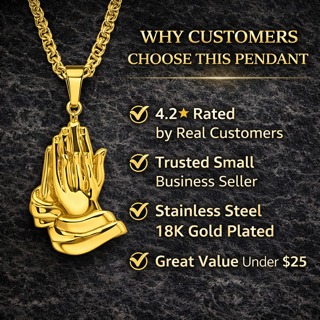 Bless Up Praying Hands Pendant