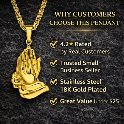 Bless Up Praying Hands Pendant