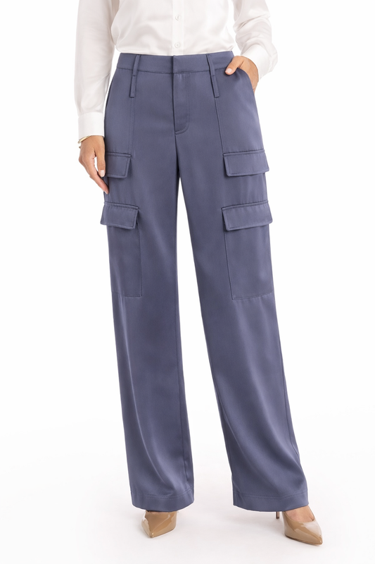 Milan Satin Cargo Pant - Navy