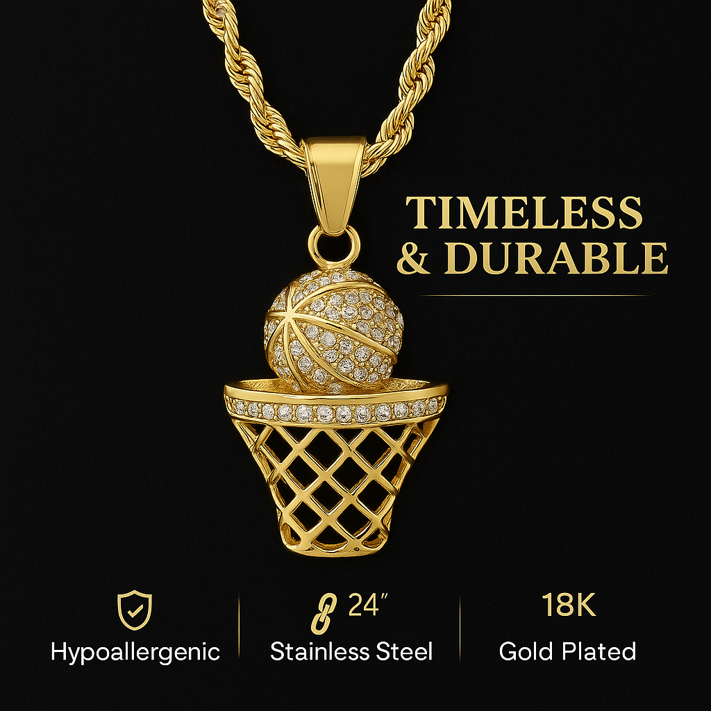SWISH Basketball Pendant Necklace