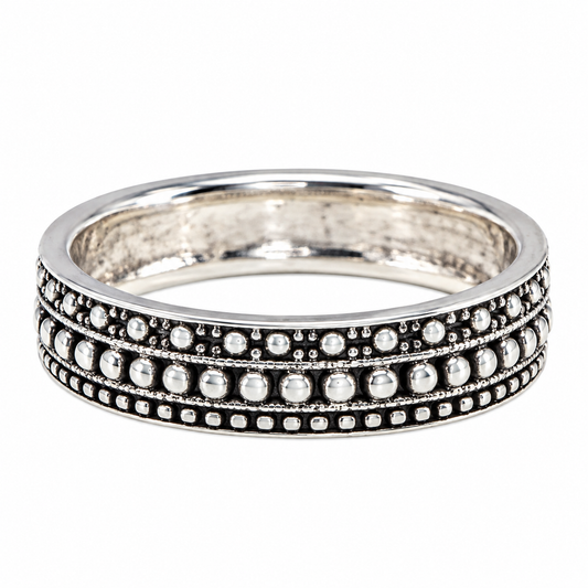 Sterling Silver Oxidized Triangle-Layer Circle Ring