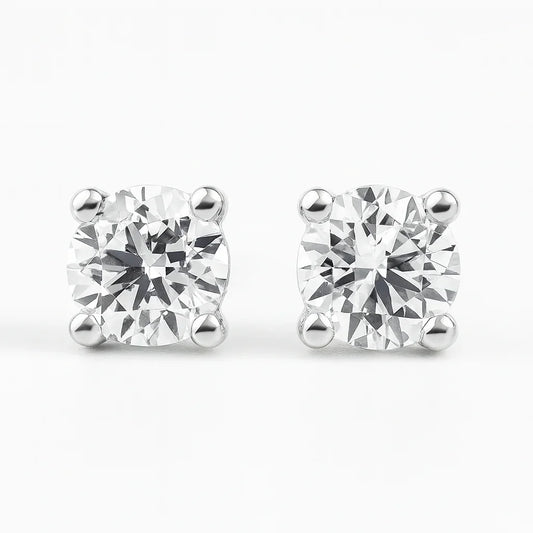IGI Certified Silver Round  Lab Diamond Solitaire Stud Earrings