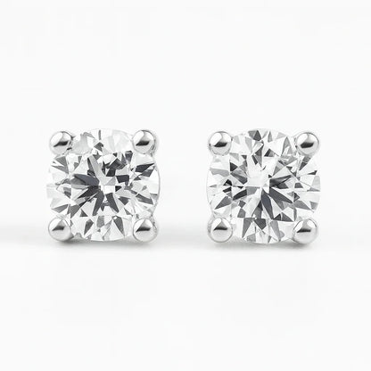 IGI Certified Round Lab Grown Diamond Solitaire Stud Earrings White Gold