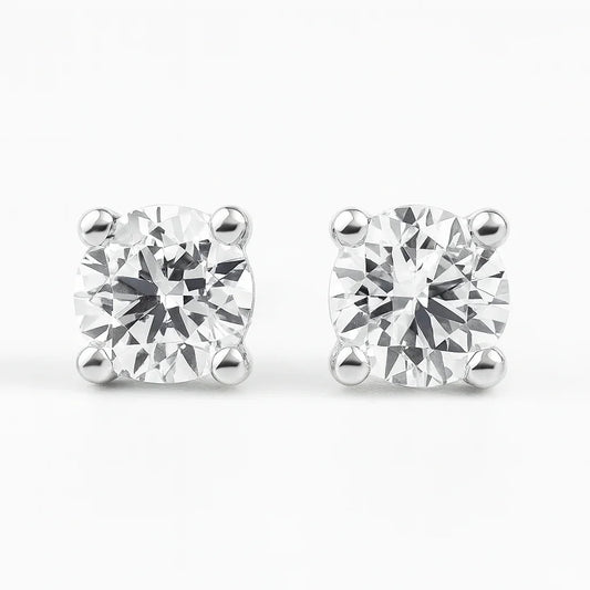 IGI Certified Round Lab Grown Diamond Solitaire Stud Earrings White Gold