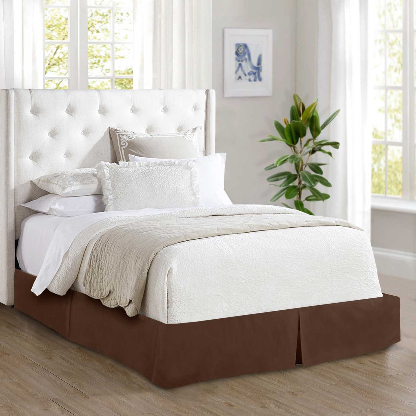 Mocassi 1-Piece Solid Bed Skirt, Quality Design and Expertly Tailored, Luxury 1500 Series Wrinkle & Fade Resistant