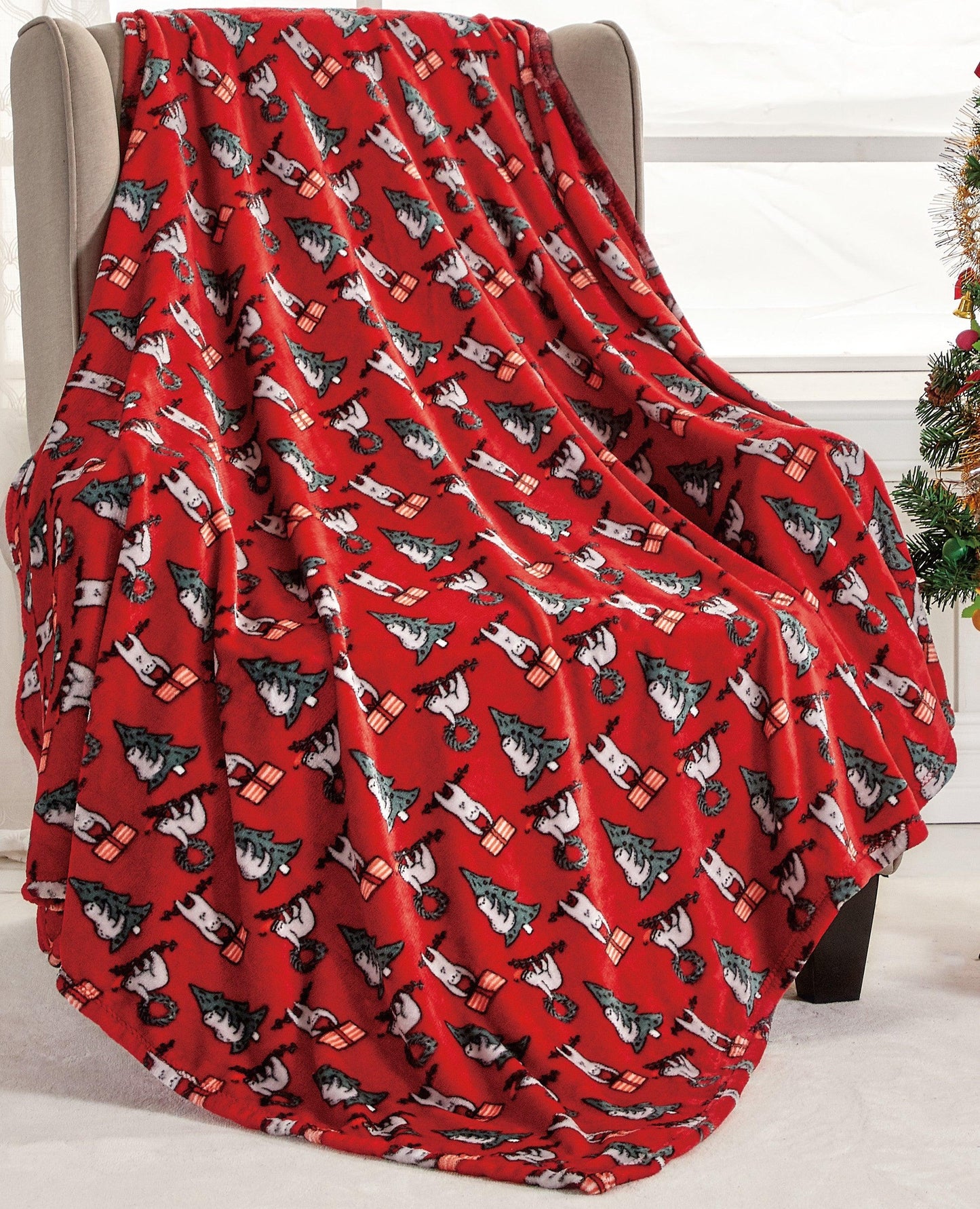Elegant Comfort 50" x 60" Holiday Velvet Plush Blanket Throw - 50 x 60 inches