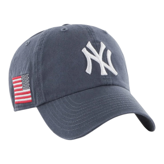 47 Brand Clean Up New York Yankees Heritage USA Flag Strapback Hat — Navy Adjustable Cap