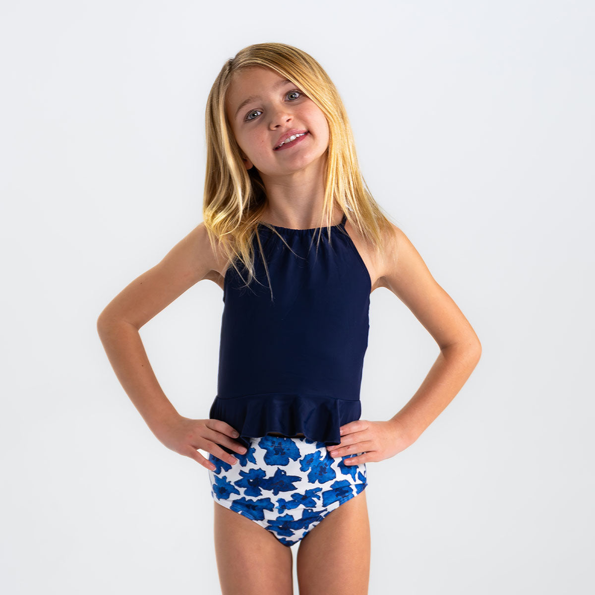 High Neck Peplum Tankini Top (Girls)