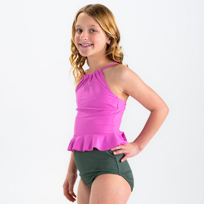 High Neck Peplum Tankini Top (Girls)