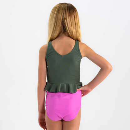 V Neck Peplum Tankini Top (Girls)