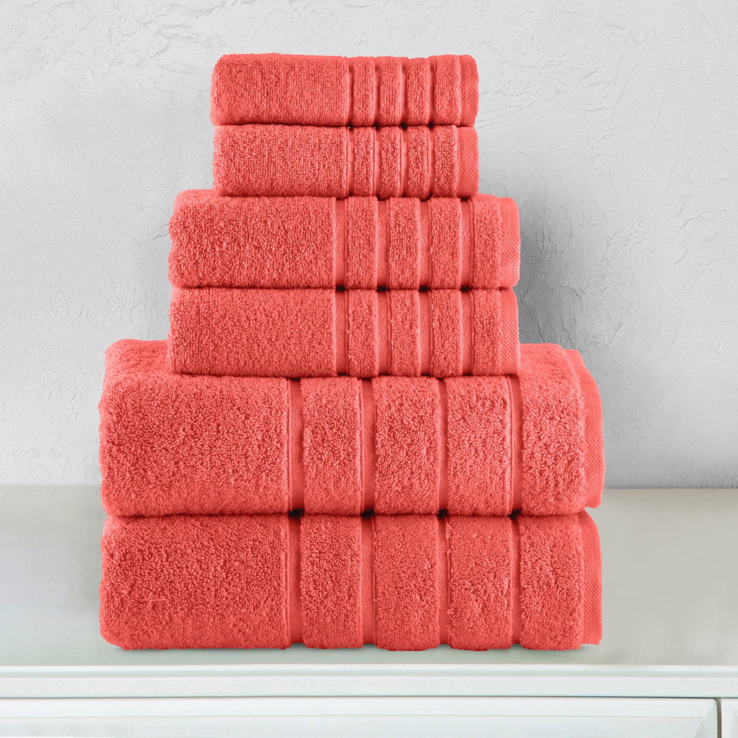 Elegant Comfort 6-Piece Turkish Cotton 4 Lines Stripe Towel Set, 2 Washcloths, 2 Hand Towels and 2 Bath Towels