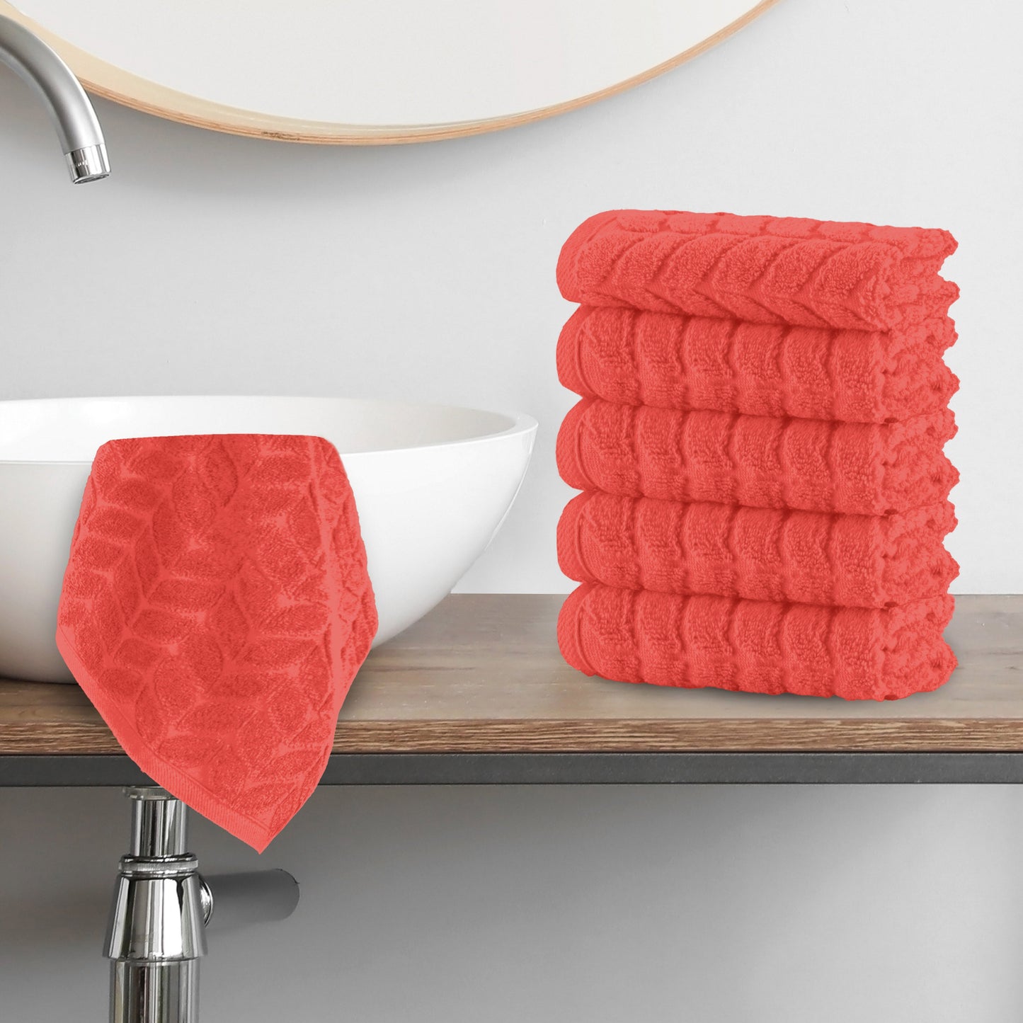 Elegant Comfort 6-Pack Premium Turkish Cotton Braided Washcloths Set, 13 x 13 inch