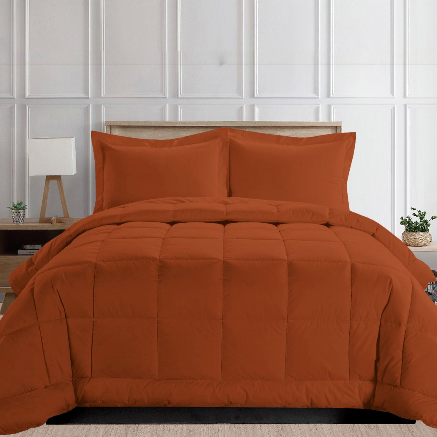 Elegant Comfort 3-Piece Box Stitched Comforter & Shams - Duvet Insert with 4 Corner Tabs