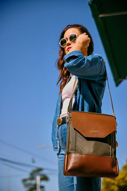 Corbin | Chocolate Washed Canvas + Brown Leather