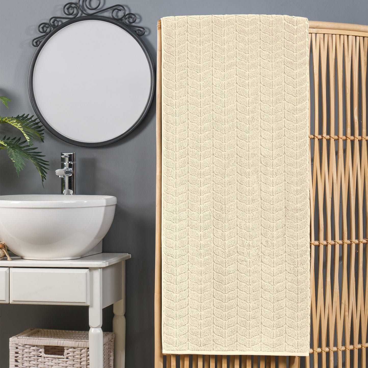 Elegant Comfort 1-Piece Premium Turkish Cotton Braided Oversized Bath Sheet Towel 40 x 80 Inch